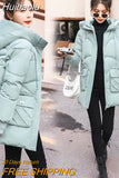 Huibaolu New Winter Coat Women Parka Jacket Hooded Long Thick Warm Oversized Cotton Padded Jackets Parkas Clothing Female Outerwear