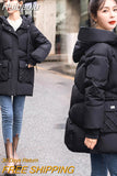 Huibaolu New Winter Coat Women Parka Jacket Hooded Long Thick Warm Oversized Cotton Padded Jackets Parkas Clothing Female Outerwear