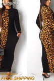 Huibaolu Autumn Summer Women Fashion Leopard Print Bodycon Long Maxi Dress Sexy Club Party Dresses Vestidos GLLD8600