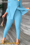 Huibaolu Vintage Women Legging Pants Suit and Cross Slit Long Sleeve T-shirt Fashion Two 2Piece Set Outfit Tracksuit Sweatsuit