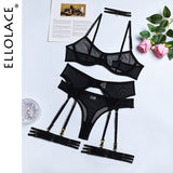 Huibaolu Set Woman 4 Pieces Sexy Erotic Lingerie Underwear Bra Garters Brief Sets Transparent Lace Seamless Blue Setup Ladies