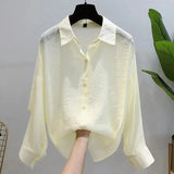 Huibaolu Purple Loose Chiffon Shirt Shirt Women's Long Sleeve Air Conditioning Shirt Summer 2023 New Top Thin Sunscreen Cardigan