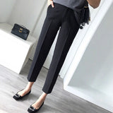 Huibaolu Solid Casual Basic High Waist Straight Women's Pants 2023 Office Lady Korean Fashion Ankle-Length Suit Pants For Women