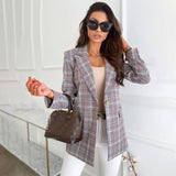 huibaolu Autumn Notched Collar Plaid Blazers Casual Pockets Long Sleeve Coat Female Outerwear 2023 Korean Fashion Loose Jackets