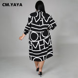 Huibaolu Women Plus Size Dress Print Full Sleeve Single Breasted Loose Straight Knee Length Dresses Fashion Casual Outfit Summer