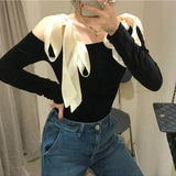 huibaolu Women Golden Velvet Black Off Shoulder Long Sleeve Slim Autumn Fashion Slash Neck Vintage Bow Solid Elegant Design Chic