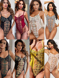 Huibaolu Floral Embroidery Bodysuit Women Lace Up Bandage Bodies Sexy Sleeveless Bodycon Transparent Lingerie Mesh Bodysuits Top