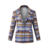 huibaolu Autumn Notched Collar Plaid Blazers Casual Pockets Long Sleeve Coat Female Outerwear 2023 Korean Fashion Loose Jackets