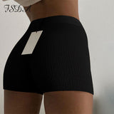 Huibaolu 2023 Summer Knit Shorts Cotton White Women Casual Mini Black Sexy High Waist Ribber Streetwear Basic Biker Shorts