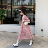 huibaolu Women Elegant Puff Sleeve All-match Square Collar Lovely Print Tender Autumn Female Vestidos Streetwear Preppy Style Soft