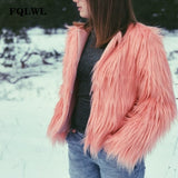 Huibaolu Warm Faux Fur Coat Women Jacket Loose Black White Pink Plush Overcoat Female Colorful Winter Autumn Shaggy Outerwear