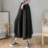 huibaolu Women Pants Fashion Vintage Korean Style Casual Wide Leg Baggy High Waist Ankle-length Summer Breathable Trousers Female Elegant