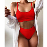 Huibaolu Up Swimsuit Female Patchwork Swimwear For Women Bathing Suit High Waist Bikini Set Sport Wear Swimming Suit Sexy Bikini