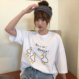 Huibaolu Cartoon Print Summer T-Shirts Women Short Sleeve O-Neck Casual Cotton Loose Shirts Girls Korean Tops Tees Harajuku W971