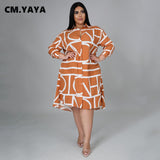 Huibaolu Women Plus Size Dress Print Full Sleeve Single Breasted Loose Straight Knee Length Dresses Fashion Casual Outfit Summer