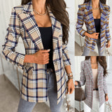 huibaolu Autumn Notched Collar Plaid Blazers Casual Pockets Long Sleeve Coat Female Outerwear 2023 Korean Fashion Loose Jackets