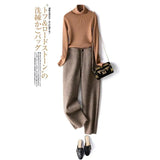 Huibaolu Woolen Thick Warm Loose Straight Solid Vintage Women's Pants High Waist Ankle-Length Autumn Winter Pants For Women 2023