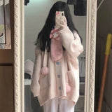 huibaolu Cardigan Women Baggy Preppy Girlish Sweet Kawaii Clothes Japanese Stylish High Street Gentle Designer Knitwear Autumn