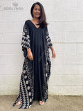 Huibaolu Casual Plus Size Long Kaftan Vintage V-neck Batwing Sleeve Summer Women BeachWear Long Bathing Loose Maxi Dress A1059