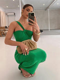 Huibaolu Pleated Backless Sexy Maxi Dresses for Women 2023 Summer One Shoulder Bodycon Long Dress Elegant Party Evening y2k Dress