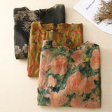 Huibaolu Print Vintage O-Neck Pullover Lantern Three Sleeve Women's Blouse Shirt Korean Fashion Female Blouses Top 2023 Summer