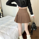 Huibaolu Breasted Mini Pleated Skirts Vintage High Waist Women Slim A-line Skirt Autumn Winter Korean Chic Club Streetwear O117