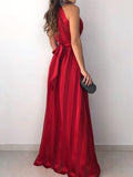 huibaolu V Neck Sleeveless Maxi Party Dress Women Tied Detail Elegant Long Dress