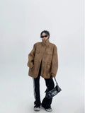 Huibaolu Imitation Lamb Fur Jacket for Women Elegant Lapel Thicken Warm Overcoat New Chic American Vintage Outwear