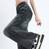 Huibaolu Retro Fashion Women High Waist Jeans Wide Leg Loose Denim Trousers Y2K Harajuku Jeans Pants