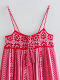Huibaolu TRAF - Women 2023 Bohemian Midi Dress Vacation Charm Splice Knitted Vintage Strap Dress Women Vestidos Mujer