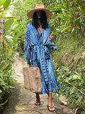 Huibaolu Bohemian Tie dye Striped Long Tunic Sexy Kimono Dress Spring/Autumn Women Plus Size Beach Wear Elegant Striped Dress Q1314