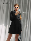 huibaolu 2023 Spring New Office Lady Long Sleeve Women Blazer Dress Elegant Solid Color Slim Waist Button Black Woman Dresses