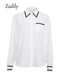 huibaolu 2023 Spring Office Lady Patchwork Long Sleeve Women White Basic Shirt Korea Style Button Up Woman Blouse Work Female Tops