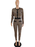 huibaolu Print Buttoned Long Sleeve Skinny Rompers Women Jumpsuit