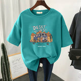huibaolu Oversized T Shirts 100% Cotton Plus Size T Shirt Summer Top Tees Printed Japanese O Neck L-5XL Short Sleeve Tshirt Women