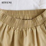 Huibaolu Lace up Elastic High Waist Solid Casual A-line Women's Skirt Korean Fashion Mid-Calf Skirts For Women 2023 Summer