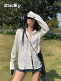 huibaolu 2023 Summer Gothic shirt Long Sleeve Oversize White Shirt Women Punk Corn Eye Za Blouse New Female Blouse Tunic Clothing