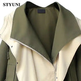 Huibaolu Color Block Asymmetric Long Sleeve Cotton Outercoat Women's Jacket Trench Coat Korean Fashion Jackets For Women Winter