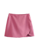 Huibaolu Women Fashion Pareo Style Shorts Skirts Vintage High Waist Side Zipper Female Skort Mujer