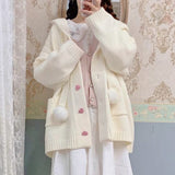 huibaolu Cardigan Women Baggy Preppy Girlish Sweet Kawaii Clothes Japanese Stylish High Street Gentle Designer Knitwear Autumn