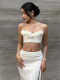 huibahe Summer New 3D Flowers Women Camis Top White Spaghetti Strap Backless Corset Top Femme Skinny Spicy Girl Streetwear 2023