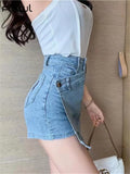 Huibaolu Summer Solid Asymmetrical Denim short For Women 2023 Black High Waist Slim Fashion short Blue Sreetwear short Female