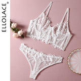 Huibaolu Sexy Lingerie Transparent Bra Set Women 2 Piece Lace Underwear White Sensual Wedding Intimate Porn Erotic Outfits