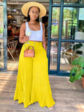 Huibaolu Elegant Wide Leg Straight High Waist Pleated Pants for Women 2023 Summer New Beach Holiday Boho Trousers