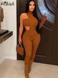 Huibaolu Summer Streetwear Black Jumpsuits Outfits For Women 2023 One Pieces One Shoulder Full Body jumpsuit Bodycon Jumpsuits