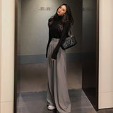 huibaolu Pants Women High Waist Streetwaer Solid Simple Fashion All-match Wide Leg Trouser Summer Harajuku Popular Pockets Chic