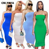 Huibaolu Women Summer Long Maxi Dress Strapless Stretch Beach Bodycon Bandage Night Clubwear Solid Dresses Vestidos