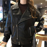 huibaolu Jackets Women Spring Autumn Korean Style Loose Biker Turn-down Collar All-match Pu Leather Fashion Casual Female Outwear