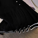 Huibaolu Elegant A-line Dress 2023 Summer New Women Fashion Lapel Short Sleeve Knit Pleated Dresses Ladies Casual Slim Robe P961