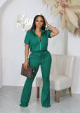 Huibaolu Active Women's Set Zipper Fly Short Sleeve Jacket Top and Flare Pants Suit 2023 Fashion Two 2 Piece Set Outfit Tracksuit